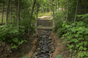 治山ダムの上に新しい治山ダムが建設されていた。